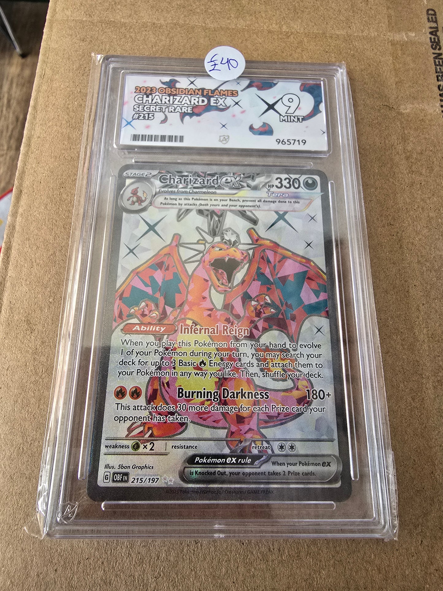 Charizard EX #215 9 MINT - Pokémon ACE Graded Card
