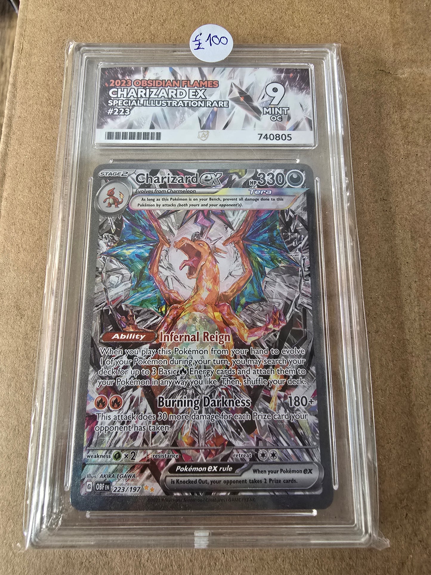 Charizard EX #223 9 MINT OC - Pokémon ACE Graded Card