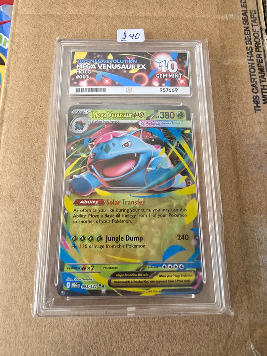 Mega Venusaur EX #003 10 GEM MINT - Pokémon ACE Graded Card