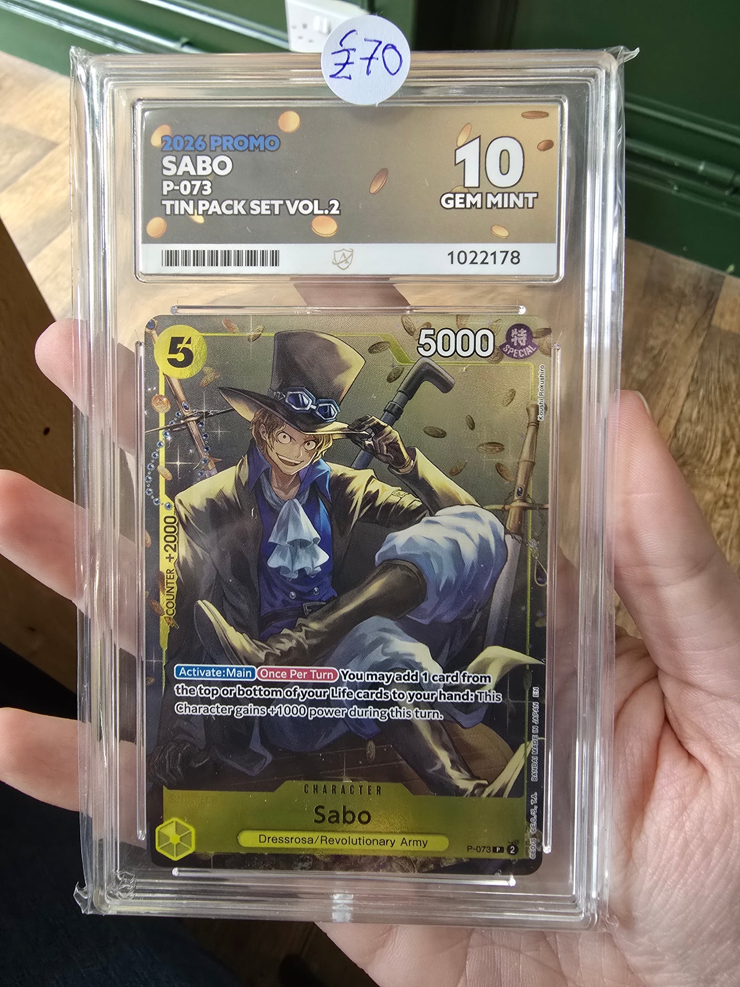 Sabo P-073 10 GEM MINT - One Piece ACE Graded Card