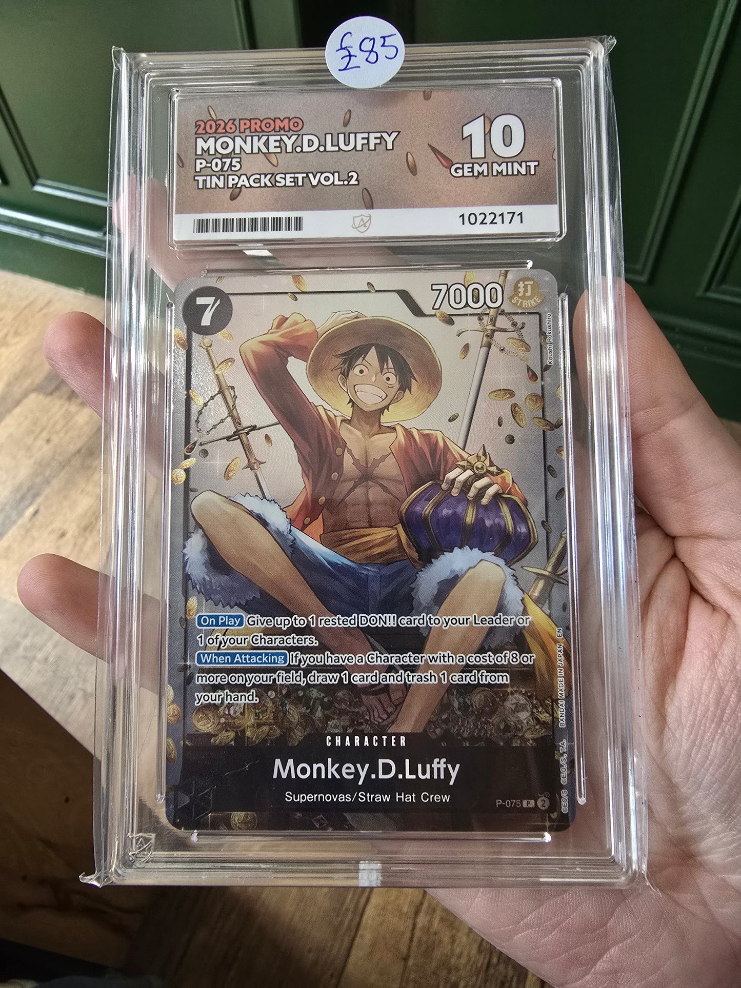 Monkey D Luffy P-075 10 GEM MINT - One Piece ACE Graded Card