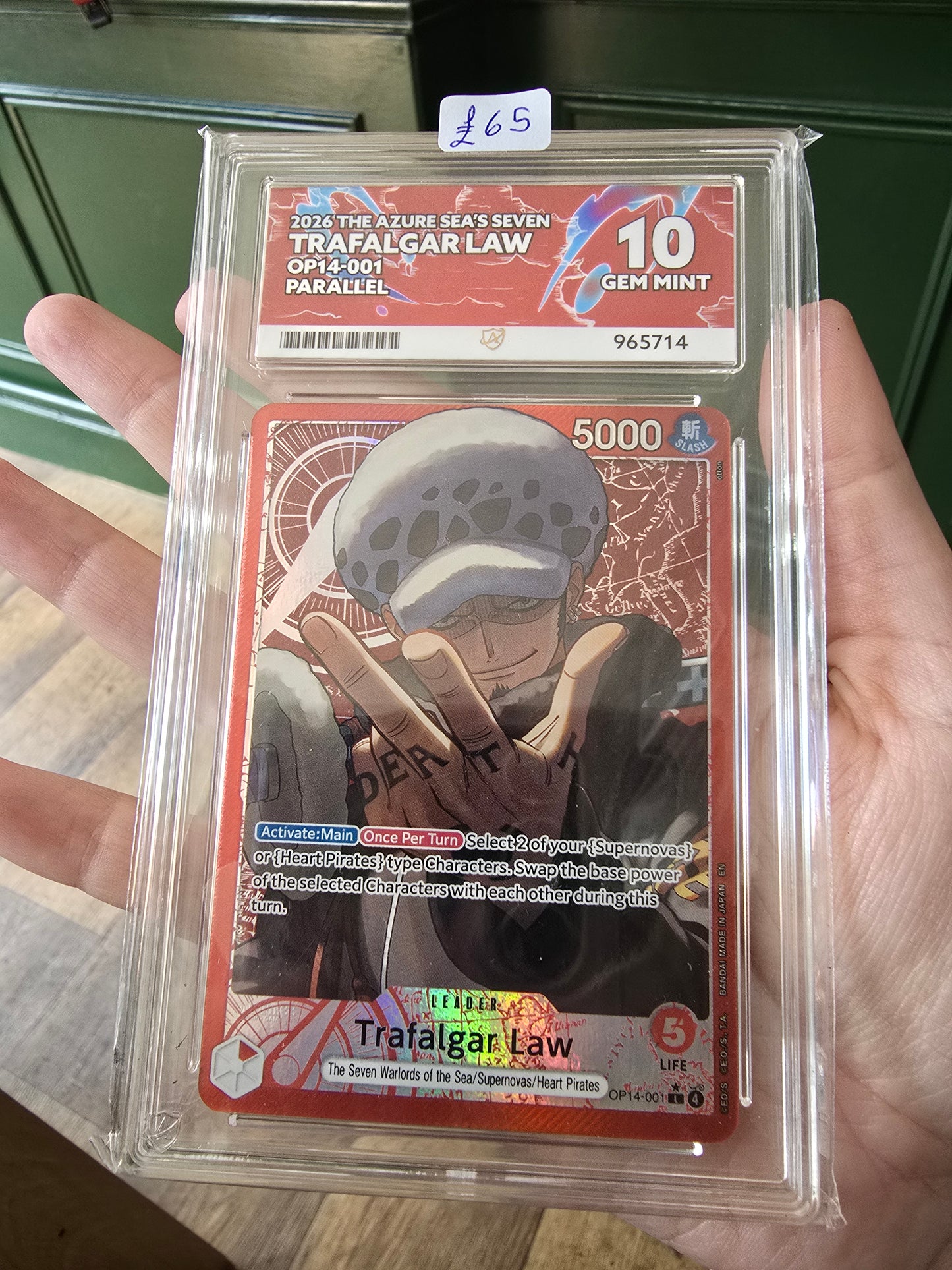 Trafalgar Law OP14-001 10 GEM MINT - One Piece ACE Graded Card