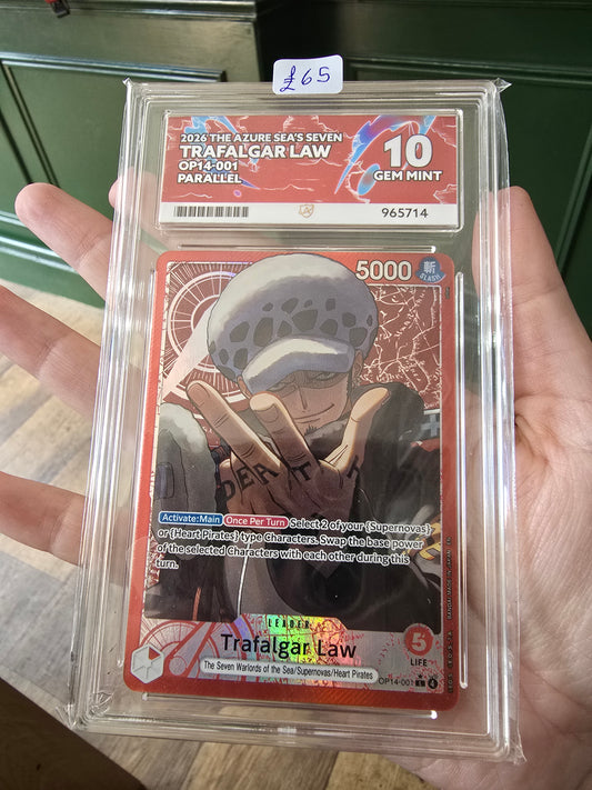 Trafalgar Law OP14-001 10 GEM MINT - One Piece ACE Graded Card