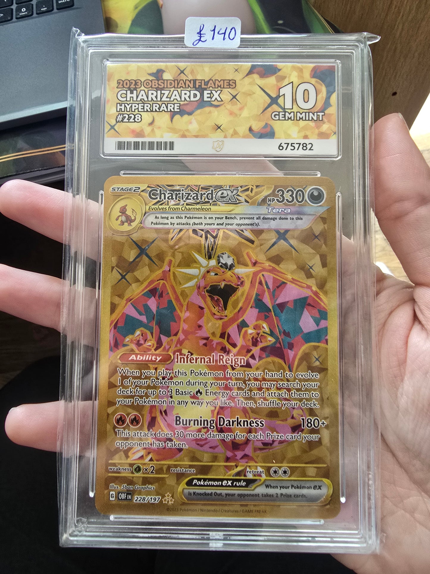 Charizard EX #228 10 GEM MINT - Pokémon ACE Graded Card