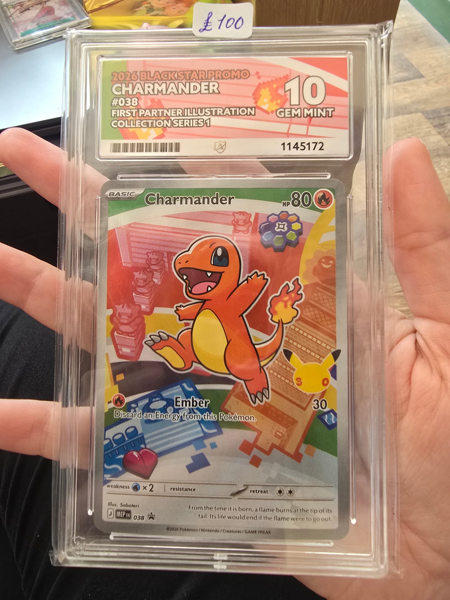 Charmander #038 10 GEM MINT - Pokémon ACE Graded Card