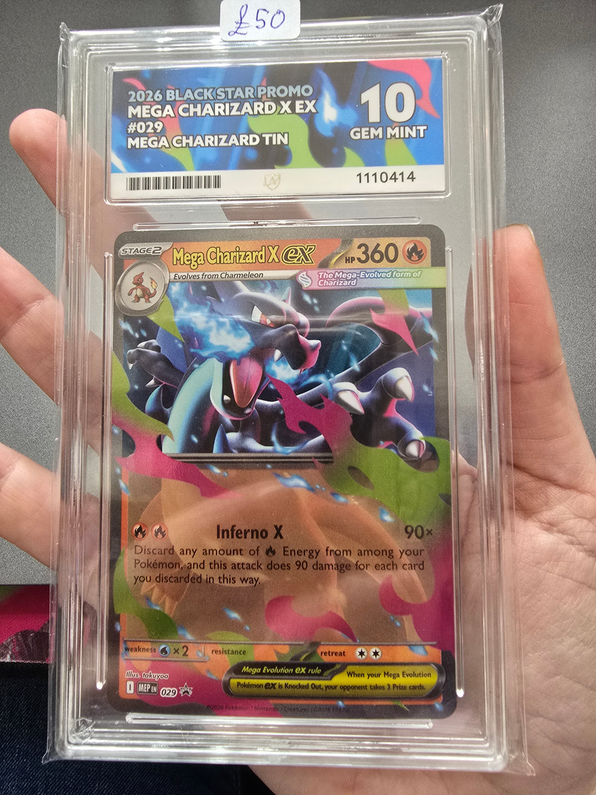 Mega Charizard X EX #029 10 GEM MINT - Pokémon ACE Graded Card
