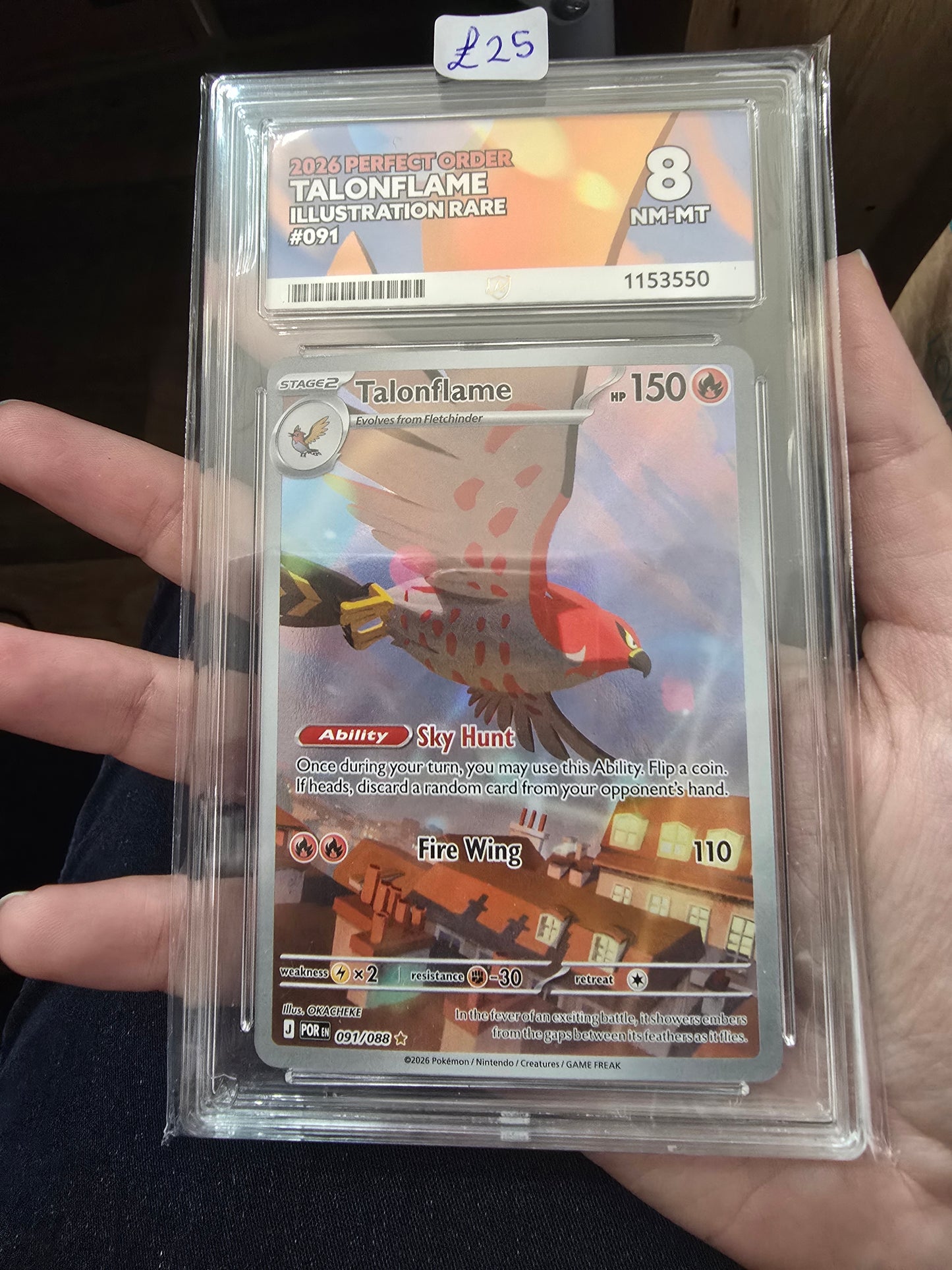 Talonflame #091 8 NM MT - Pokémon ACE Graded Card