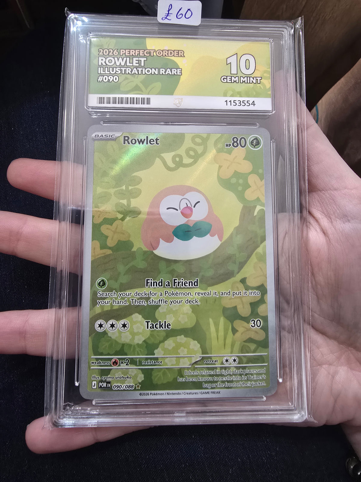 Rowlet #090 10 GEM MINT - Pokémon ACE Graded Card