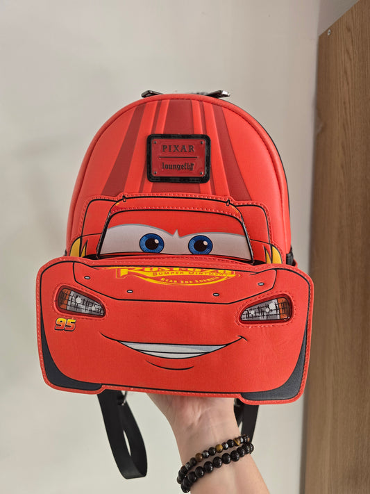 Loungefly Disney Pixar Cars 20th Anniversary Lightning McQueen Metallic Light-Up Mini Backpack