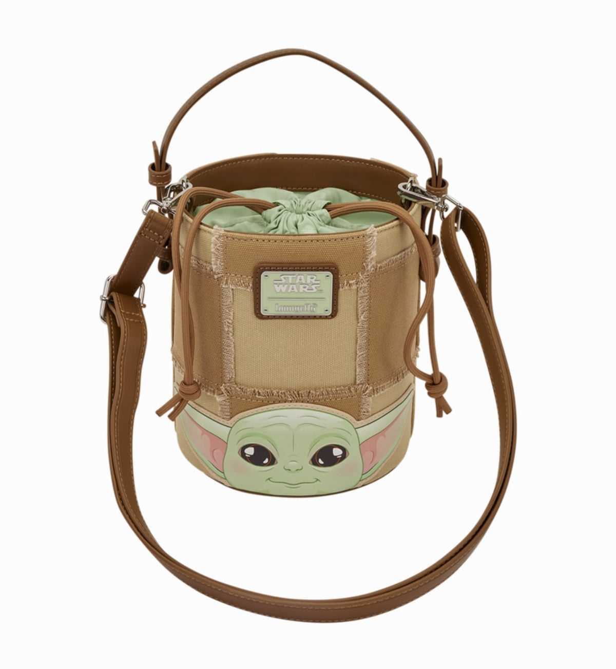 Loungefly - The Mandalorian Grogu & Anzellan Drawstring Bucket Crossbody Bag with Coin Bag