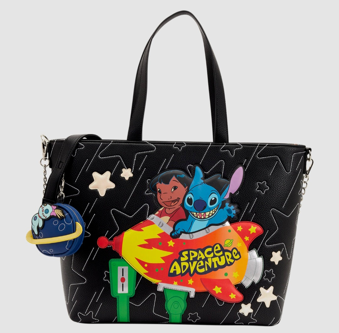 Loungefly - Lilo & Stitch Space Adventure Glow Tote Crossbody Bag with Coin Bag