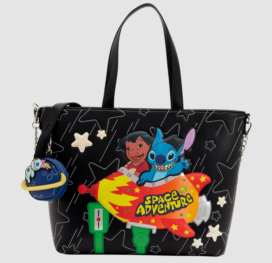 Loungefly - Lilo & Stitch Space Adventure Glow Tote Crossbody Bag with Coin Bag