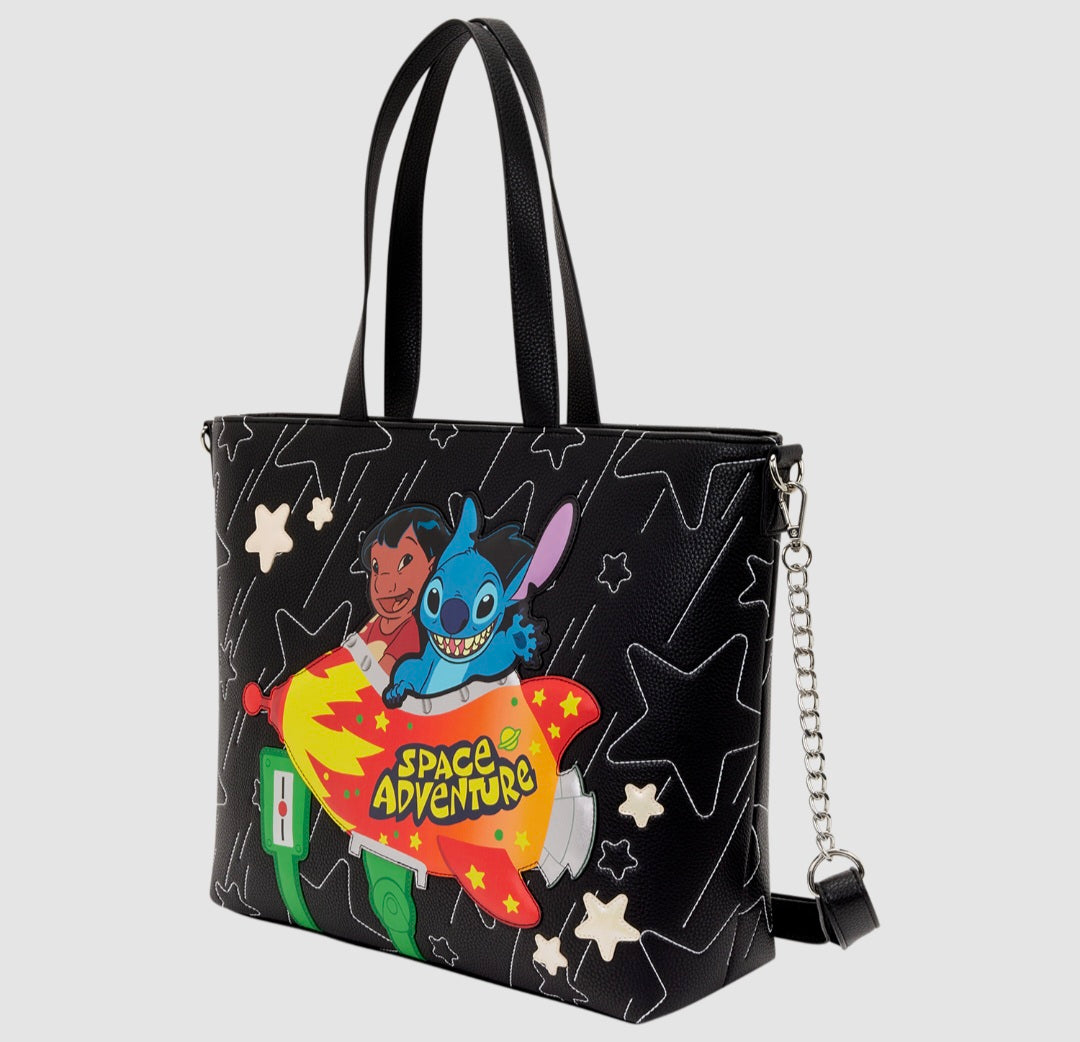 Loungefly - Lilo & Stitch Space Adventure Glow Tote Crossbody Bag with Coin Bag