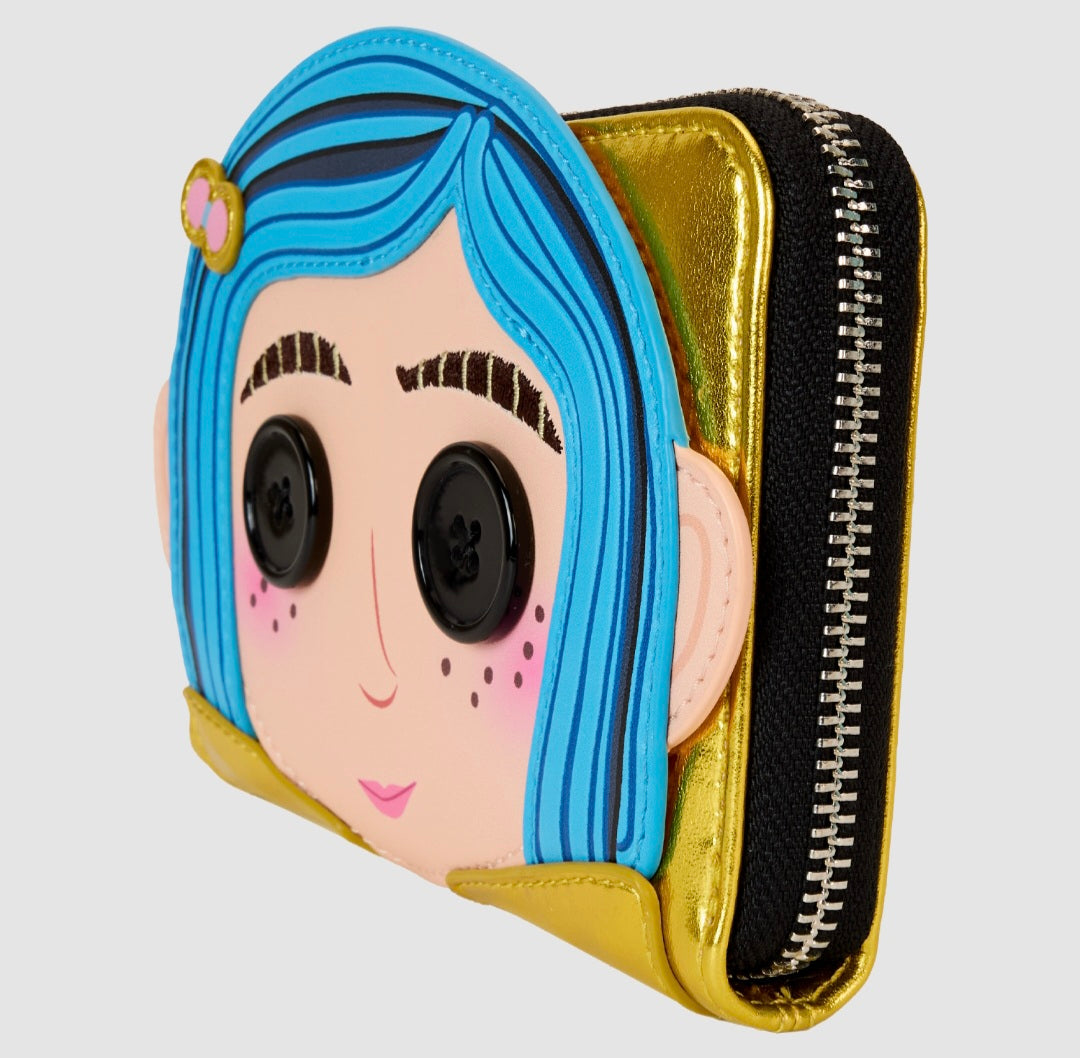 Loungefly - Coraline 15th Anniversary Laika Doll Metallic Cosplay Zip Around Wallet