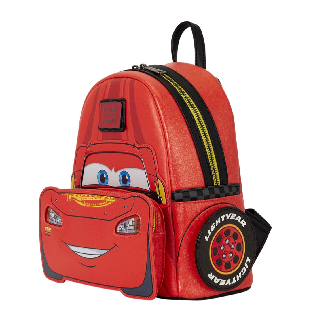 Loungefly Disney Pixar Cars 20th Anniversary Lightning McQueen Metallic Light-Up Mini Backpack (Pre-Order)