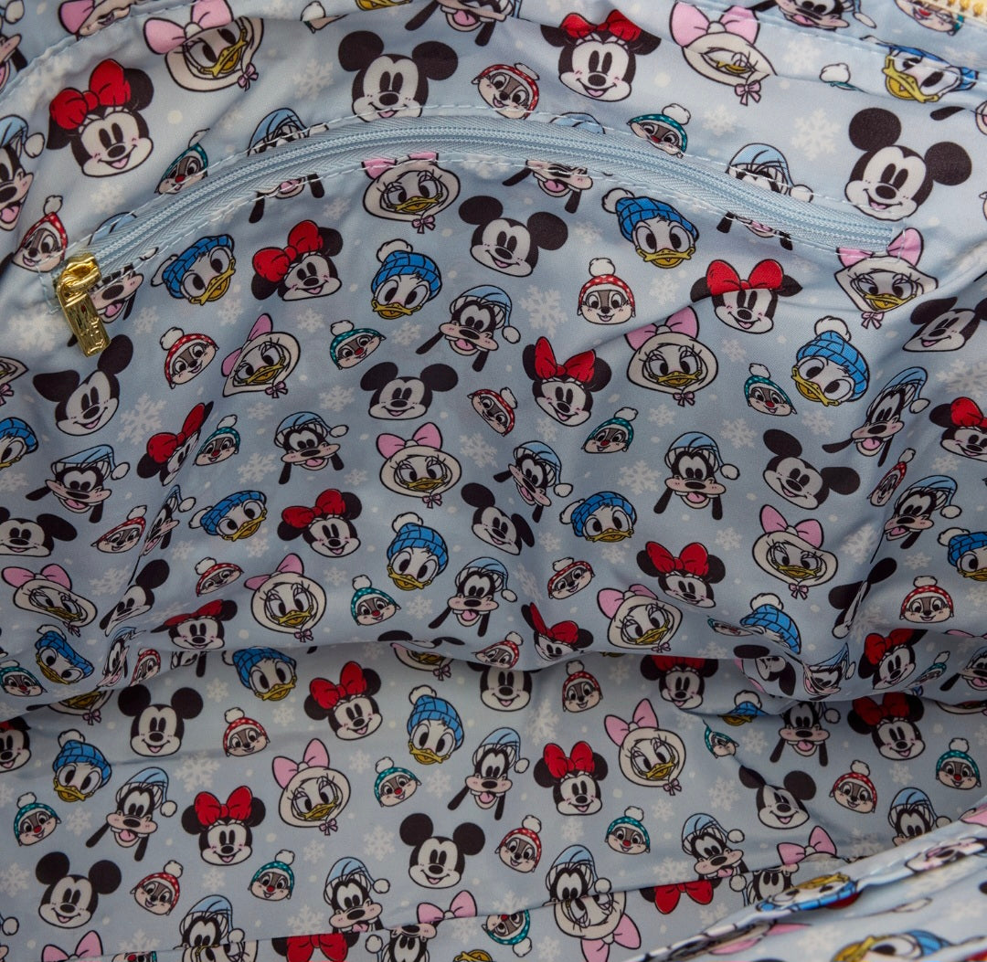 Loungefly - Mickey & Friends Holiday Snow Tote Crossbody Bag with Coin Bag